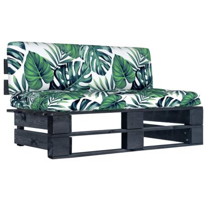 Canapea de mijloc de grădină din paleți, negru, lemn pin tratat GartenMobel Dekor
