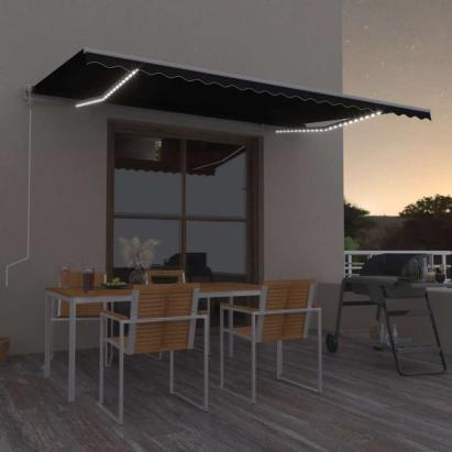Copertină automată cu senzor vânt & LED, antracit, 500x300 cm GartenMobel Dekor