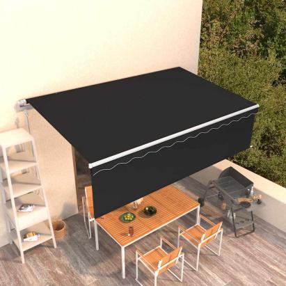 Copertină retractabilă automat cu stor, antracit, 5x3 m GartenMobel Dekor