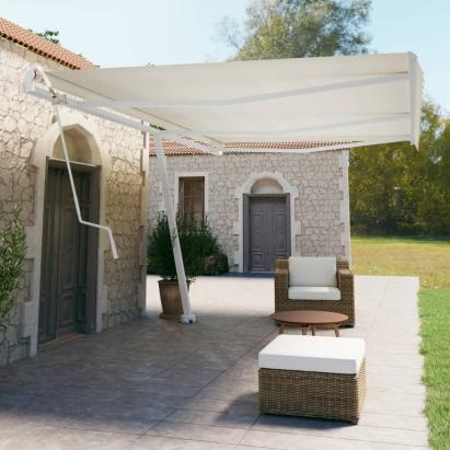 Copertină autonomă retractabilă automat, crem, 600x350 cm GartenMobel Dekor