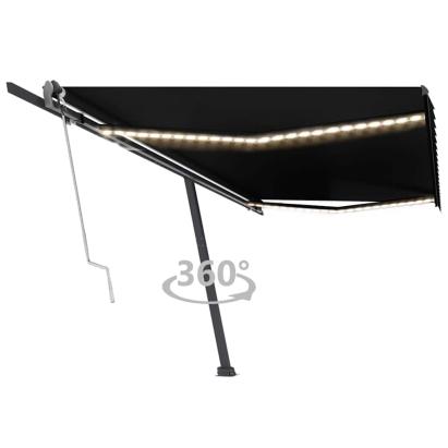 Copertină automată cu senzor vânt & LED, antracit, 500x300 cm GartenMobel Dekor