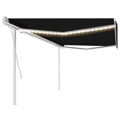 Copertină retractabilă manual, cu LED, antracit, 5x3 m GartenMobel Dekor