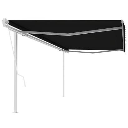 Copertină retractabilă automat, cu stâlpi, antracit, 5x3 m GartenMobel Dekor