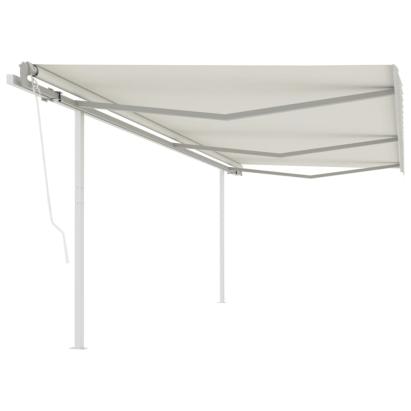 Copertină retractabilă automat, cu stâlpi, crem, 6x3,5 m GartenMobel Dekor