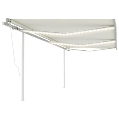 Copertină automată cu senzor vânt & LED, crem, 6x3,5 m GartenMobel Dekor