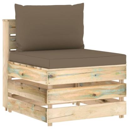 Canapea de mijloc modulară cu perne, verde, lemn impregnat GartenMobel Dekor