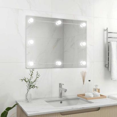 Oglindă de perete lumini LED fără ramă sticlă dreptunghiulară GartenMobel Dekor