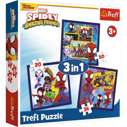 PUZZLE TREFL 3IN1 MARVEL SPIDEY SI PRIETENII LUI EXTRAORDINARI SuperHeroes ToysZone