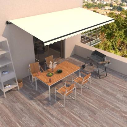 Copertină retractabilă manual, crem, 600x350 cm GartenMobel Dekor