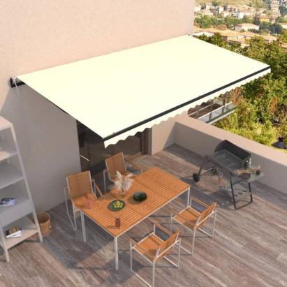 Copertină retractabilă automat, crem, 600x350 cm GartenMobel Dekor