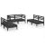 Set mobilier de grădină, 6 piese, negru, lemn masiv de pin GartenMobel Dekor