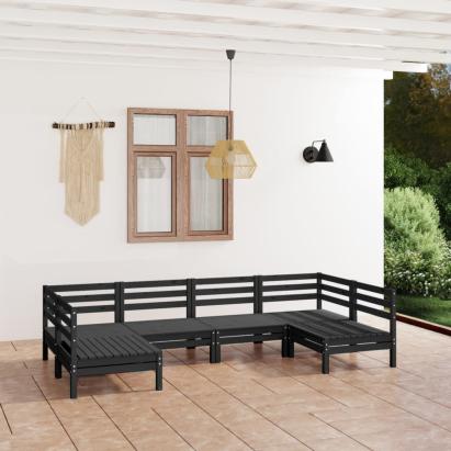Set mobilier de grădină, 6 piese, negru, lemn masiv de pin GartenMobel Dekor
