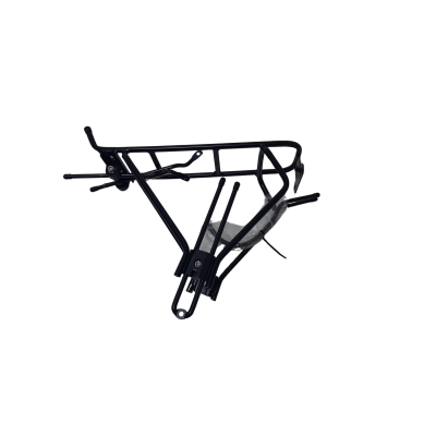 Portbagaj bicicleta spate HGYJ L4, 28 inch, aluminiu, negru, cu suport lumina spate 80 mm, clema si suport curea, prindere pe cadru 210 mm Ultimate FactoryBikes