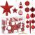 Set globuri si decoratiuni de Craciun, 105 piese, diverse dimensiuni, alb rosu Household NewTrend