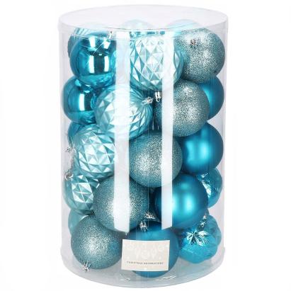 Set globuri de Craciun, 30 bucati, 6 modele, 8cm, albastru Household NewTrend