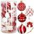 Set globuri de Craciun cu modele de sarbatori, 30 bucati, 6cm, alb rosu Household NewTrend