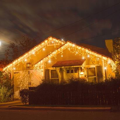 Ghirlanda luminoasa tip perdea cu flash 500 LED-uri, 20m, pentru interior/exterior, iluminare galbena Household NewTrend