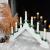 Lumanari decorative de Craciun, stand de lemn, 7 becuri tip LED, culoare alba Household NewTrend