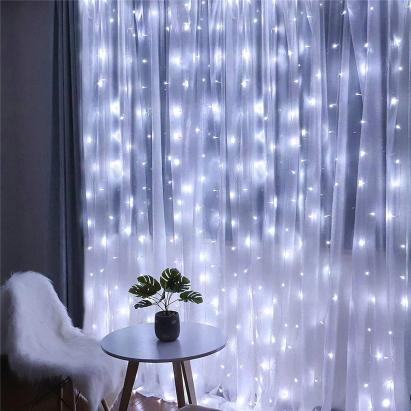 Ghirlanda luminoasa tip perdea 400 LED-uri, 3m, pentru interior/exterior, iluminare alba Household NewTrend