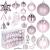Set globuri si decoratiuni de Craciun, 77 piese, diverse dimensiuni, roz Household NewTrend