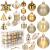 Set globuri si decoratiuni de Craciun, 77 piese, diverse dimensiuni, auriu Household NewTrend