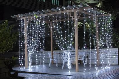 Ghirlanda luminoasa 300 LED-uri, 3m, pentru interior/exterior, telecomanda, iluminare alba Household NewTrend