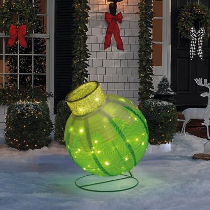 Decor de Craciun tip Glob Urias Iluminat LED 60x83 cm, Verde