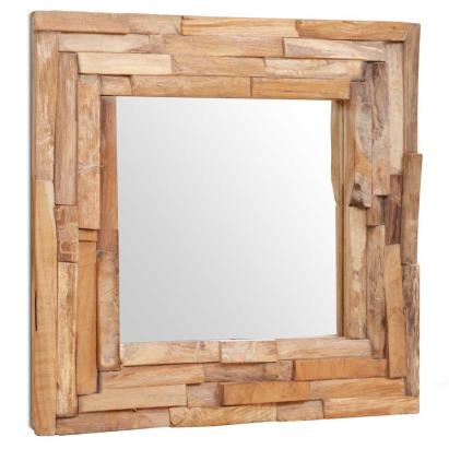 Oglindă decorativă din lemn de tec, 60 x 60 cm, pătrat GartenMobel Dekor