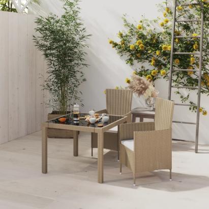Set mobilier de exterior cu perne, 3 piese, bej, poliratan GartenMobel Dekor