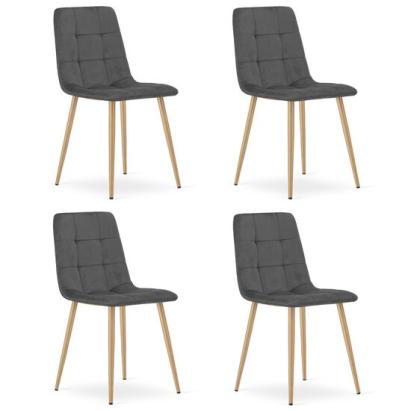 Set 4 scaune bucatarie/living, Artool, Kara, catifea, metal, gri si natur, 44.5x50.5x87 cm GartenVIP DiyLine