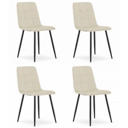 Set 4 scaune bucatarie/living, Artool, Kara, catifea, metal, bej si negru, 44.5x50.5x87 cm GartenVIP DiyLine