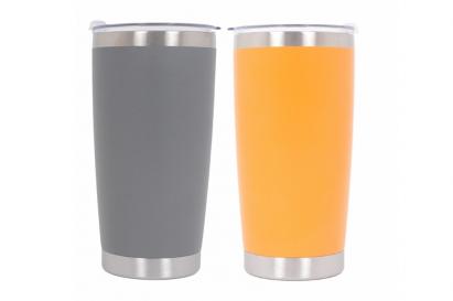Set 2x Cana Termoizolanta Otel Inoxidabil SS304 cu Capac Perete Dublu 590ml Portocaliu Verde Performance AutoTuning