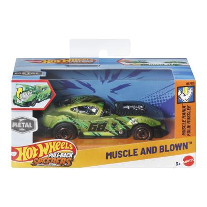 HOT WHEELS MASINUTA METALICA CU SISTEM PULL BACK MUSCLE AND BLOWN MUSCLE MANIA SCARA 1 LA 43 SuperHeroes ToysZone