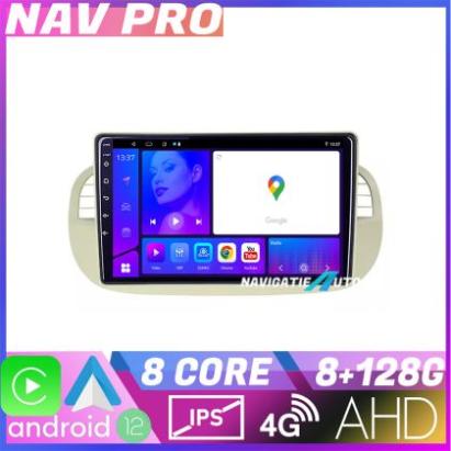Navigatie Fiat 500 intre anii 2007 2015 EDOTEC-LITE Android Ecran 720P Octa Core 8 128 Carplay CarStore Technology