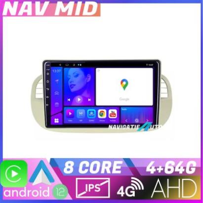 Navigatie Fiat 500 intre anii 2007 2015 EDOTEC-LITE Android Ecran 720P Octa Core 4 64 Carplay CarStore Technology