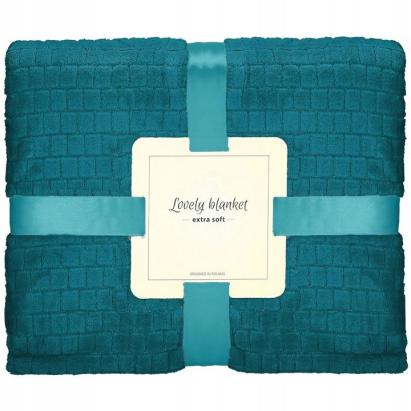 Patura pufoasa pentru 2 persoane, 2 fete, model in relief, 160x200cm, verde marin Household NewTrend