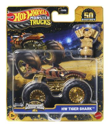 HOT WHEELS MONSTER TRUCK 50 BIGFOOT TROPHY CHAMPIONS MASINUTA HW TIGER SHARK SCARA 1 LA 64 SuperHeroes ToysZone