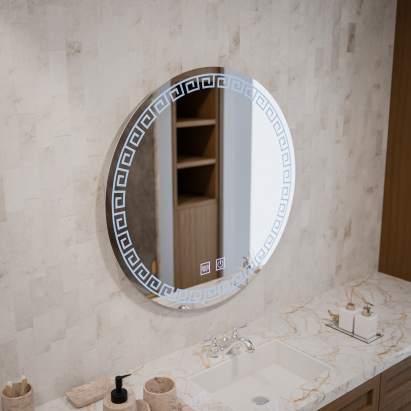 Oglinda LED Rotunda, 80cm, Orhina Touch, Sistem Dezaburire, Dimabila, E40S/80X80 ModernLight Concept