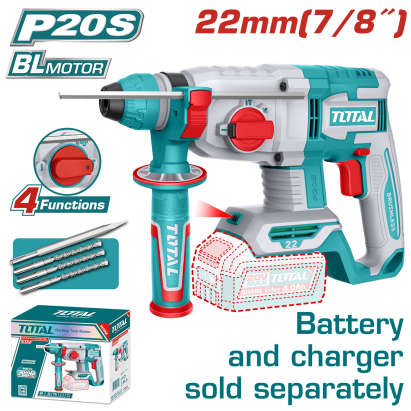 TOTAL - CIOCAN ROTOPERCUTOR - 2J - LI-ION - 20V - MOTOR FARA PERII (INDUSTRIAL) PowerTool TopQuality