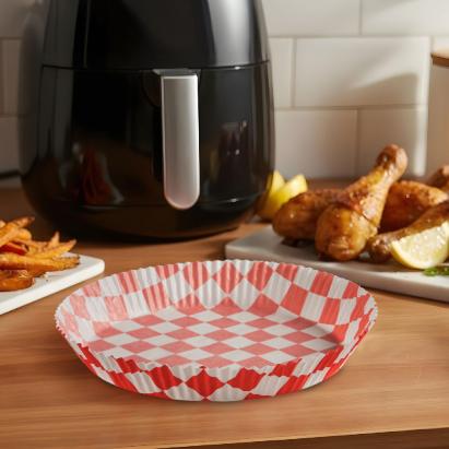 Hârtie de Coacere pentru Air Fryer - Cu Model în Carouri, Rotundă, 20 cm - 50 Bucăți/Pachet Best CarHome