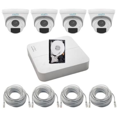 Sistem supraveghere IP Uniarch, 4 camere de interior 4MP 2K, IR 30m, Microfon, NVR 4 canale, HDD 500GB, Accesorii montaj SafetyGuard Surveillance