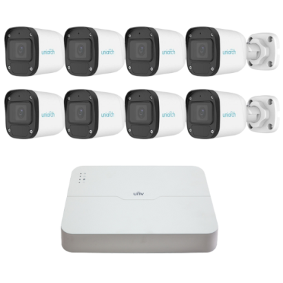 Sistem supraveghere IP Uniarch, 8 camere 2MP Full HD, Microfon, IR 30m, Pentru exterior, Vizualizare de pe mobil, NVR 8 canale SafetyGuard Surveillance