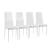 Set Masa cu 4 Scaune Tapitate Imitatie Piele pentru Bucatarie sau Living, MDF/Otel, Culoare Alb