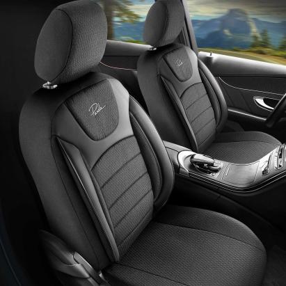 Set Huse Scaune Auto Panda Prestige, Negru-Gri, 11 piese Automobile ProTravel