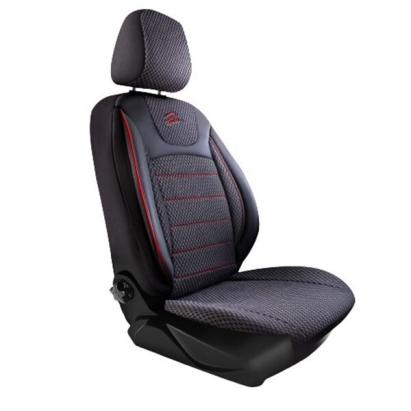 Set Huse Scaune Auto Panda Prestige, Negru cu cusatura Rosie, 11 piese Automobile ProTravel