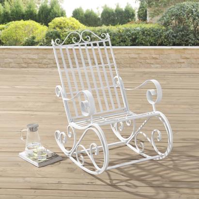Scaun Balansoar Metal Vintage pentru Gradina sau Terasa, Culoare Alb