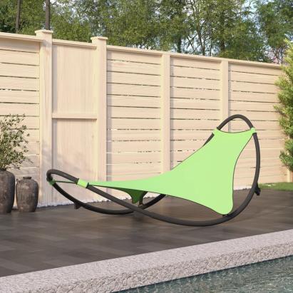 Șezlong balansoar cu roți din oțel și material textil, verde GartenMobel Dekor