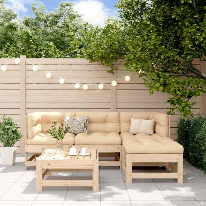 Set mobilier relaxare de grădină 5 piese lemn masiv de pin GartenMobel Dekor
