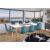 Scaun bucatarie/living, Jumi, Vigo, catifea, metal, albastru marin si natur, 44x52x85 cm GartenVIP DiyLine