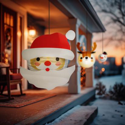 Lampion decorativ din hârtie – model Moș – Ø30 cm – roșu/alb Best CarHome